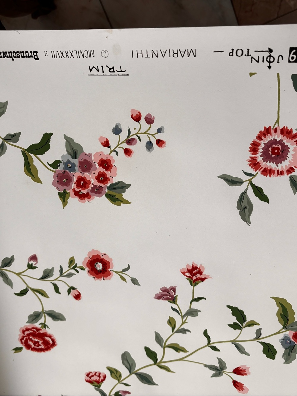 Brunschwig & Fils “Marianthi” hand printed Floral Wallpaper (1) One roll